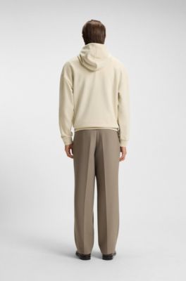 Peached-cotton hoodie with Double B monogram, Light Beige