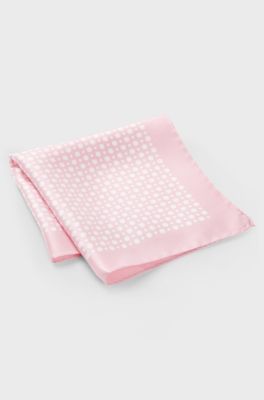 BOSS BY BECKHAM printed silk pocket square, Light Pink