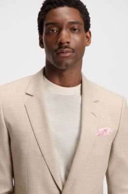 BOSS BY BECKHAM printed silk pocket square, Light Pink