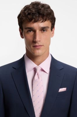 BOSS BY BECKHAM printed silk pocket square, Light Pink