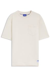 Cotton-jersey T-shirt with patch pocket and logo label, Natural