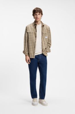 Cotton-jersey T-shirt with patch pocket and logo label, Natural