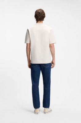 Cotton-jersey T-shirt with patch pocket and logo label, Natural