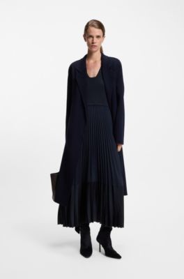 Knitted sleeveless dress with pliss&eacute; skirt, Dark Blue
