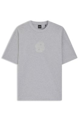 Peached-cotton T-shirt with Double B monogram, Light Grey