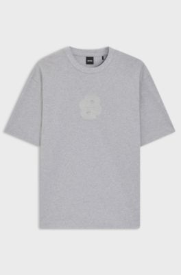 Peached-cotton T-shirt with Double B monogram, Light Grey