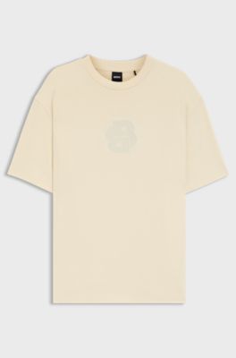 Camiseta de algod&oacute;n aterciopelada con monograma Double B, Natural