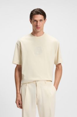 Peached-cotton T-shirt with Double B monogram, Natural