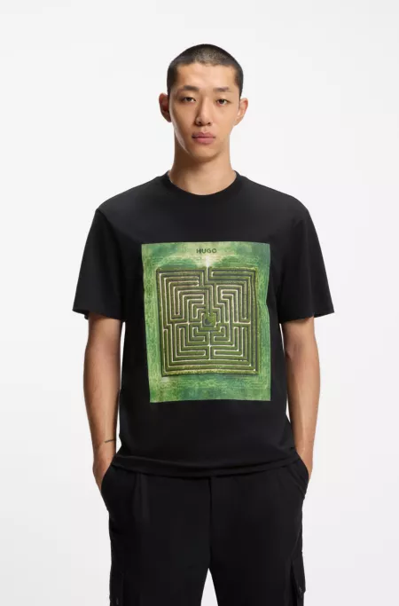 T-Shirt aus Baumwoll-Jersey mit Labyrinth-Print