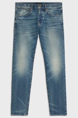 BOSS BY BECKHAM slim-fit jeans in vintage-wash denim, Blue