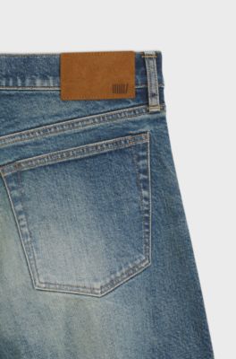 BOSS BY BECKHAM slim-fit jeans in vintage-wash denim, Blue