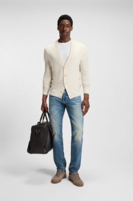 BOSS BY BECKHAM slim-fit jeans in vintage-wash denim, Blue