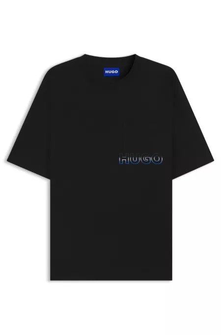 Cotton-jersey T-shirt with ombré logo embroidery