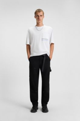 Cotton-jersey T-shirt with ombr&eacute; logo embroidery, White