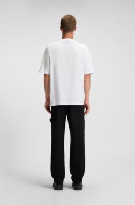 Cotton-jersey T-shirt with ombr&eacute; logo embroidery, White