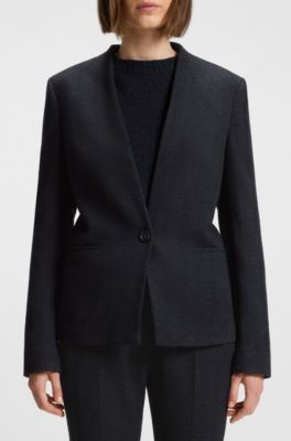 Regular-fit blazer in crease-resistant herringbone stretch jersey, Patterned
