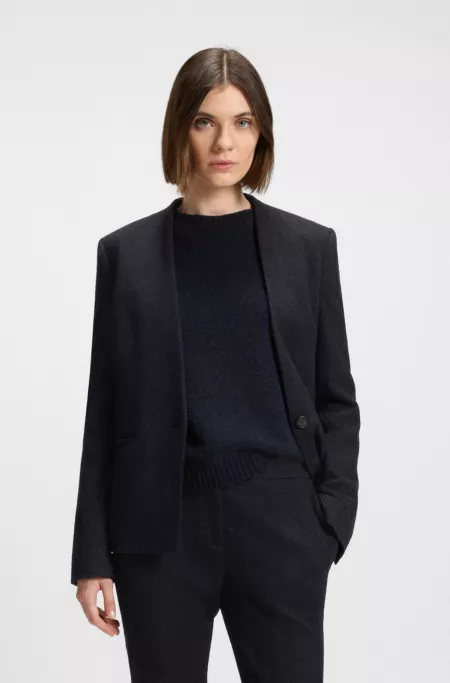 Regular-fit blazer in crease-resistant herringbone stretch jersey