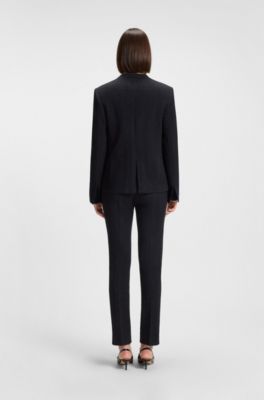 Regular-fit blazer in crease-resistant herringbone stretch jersey, Patterned