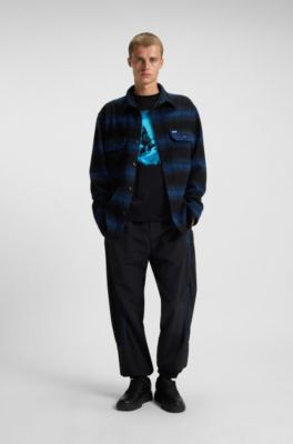 Camiseta de punto de algod&oacute;n con estampado de &aacute;guila, Negro