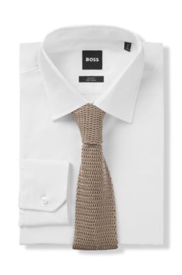 BECKHAM x BOSS knit tie in silk, Beige