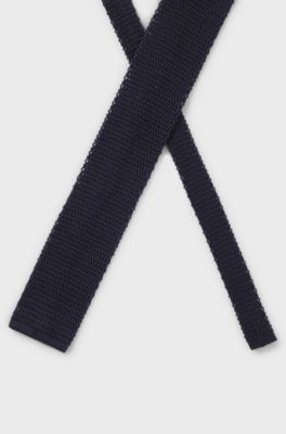 BECKHAM x BOSS knit tie in silk, Dark Blue