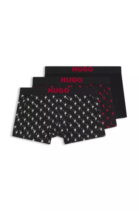 Lot de trois boxers courts en coton stretch avec taille logotée