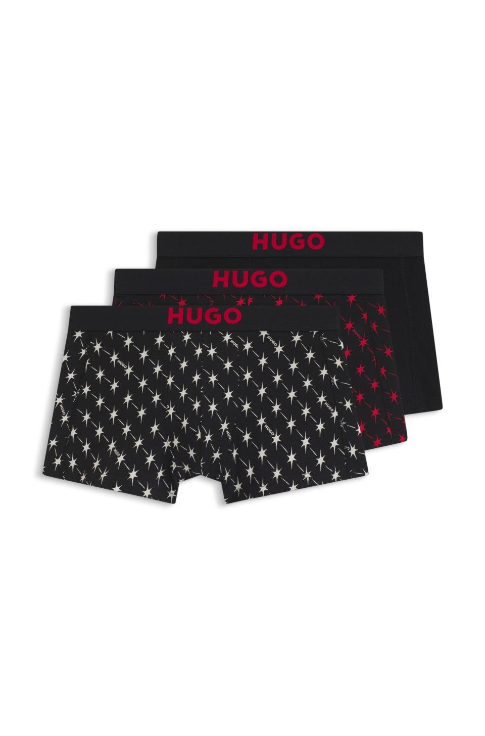 Three-pack of stretch-cotton trunks with logo waistbands