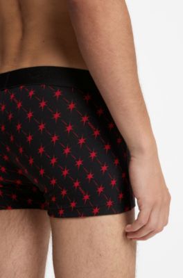 Boxer corti in cotone elasticizzato con elastico in vita con logo in confezione da tre, Nero a motivi
