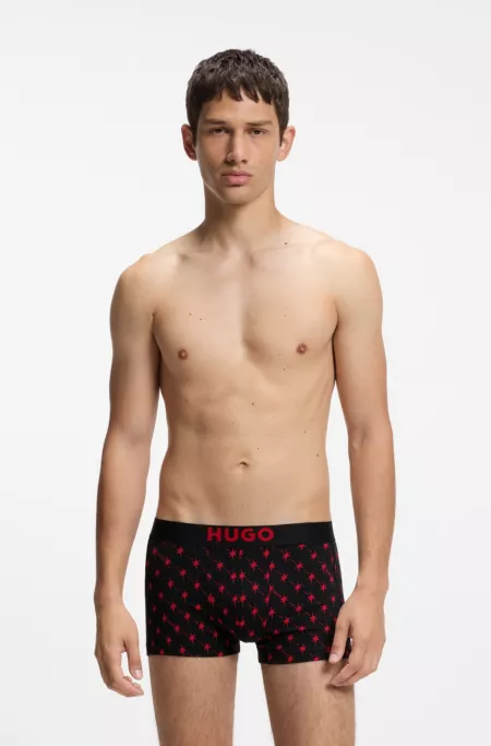 Lot de trois boxers courts en coton stretch avec taille logotée