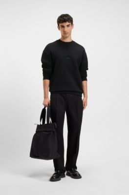 Cotton-terry sweatshirt with maze artwork, Black