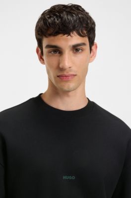 Cotton-terry sweatshirt with maze artwork, Black