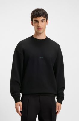 Cotton-terry sweatshirt with maze artwork, Black