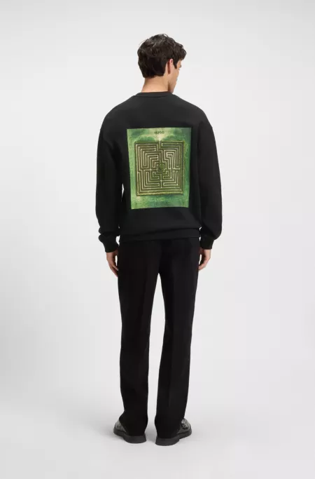 Sweat en molleton de coton avec motif labyrinthe artistique