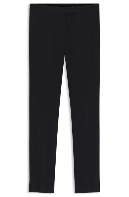 Slim-fit trousers in crease-resistant herringbone stretch jersey