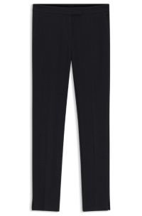 Slim-fit trousers in crease-resistant herringbone stretch jersey, Patterned