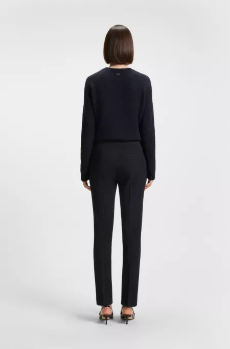 Slim-fit trousers in crease-resistant herringbone stretch jersey