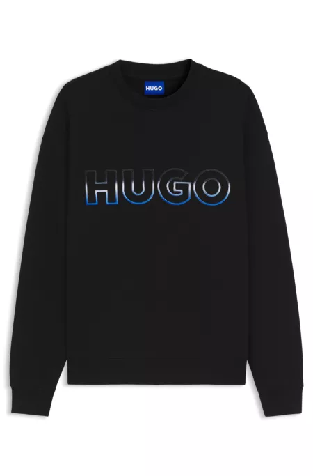 Cotton-terry sweatshirt with ombré logo embroidery