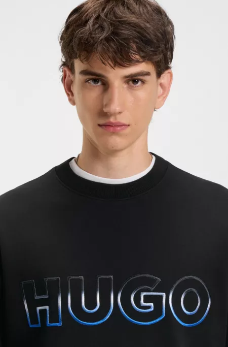 Cotton-terry sweatshirt with ombré logo embroidery