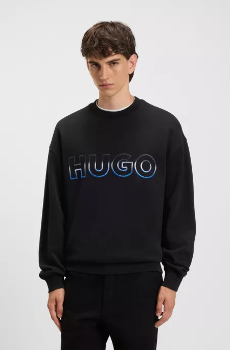 Cotton-terry sweatshirt with ombré logo embroidery