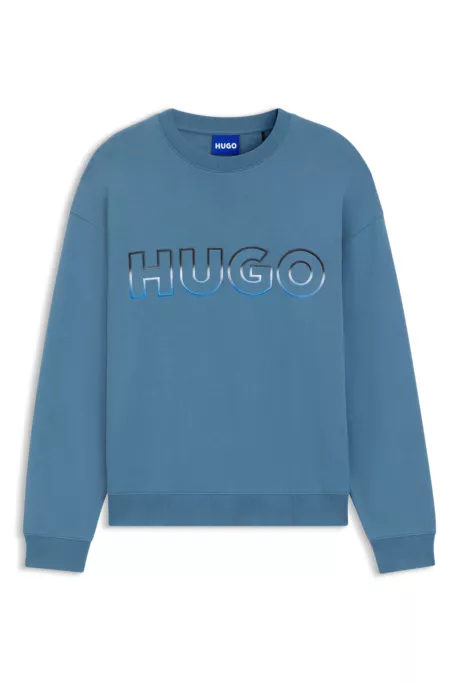 Cotton-terry sweatshirt with ombré logo embroidery