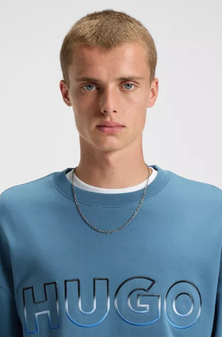 Cotton-terry sweatshirt with ombré logo embroidery