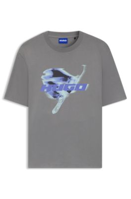 Cotton-jersey T-shirt with snowboarding logo artwork, Grey