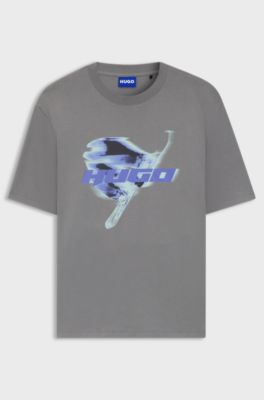 T-shirt en jersey de coton &agrave; logo snowboard artistique, Gris