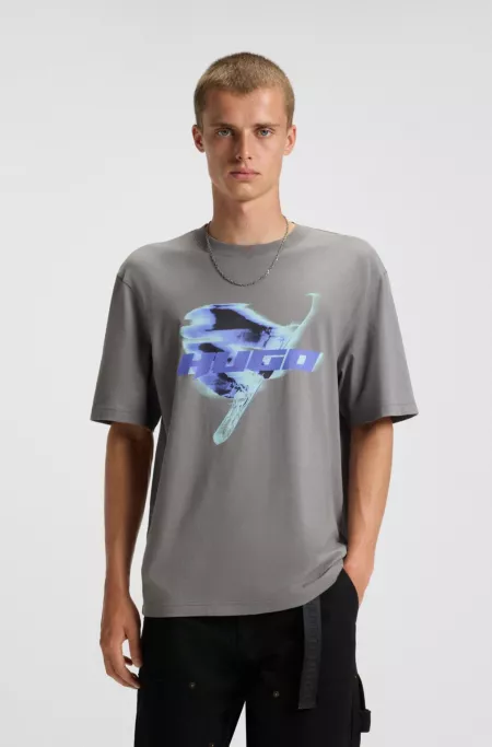 Cotton-jersey T-shirt with snowboarding logo artwork