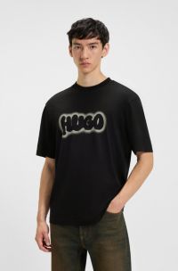T-shirt en jersey de coton à logo imprimé, Noir