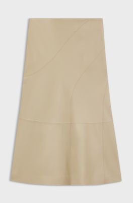 A-line skirt in nappa leather, Light Beige