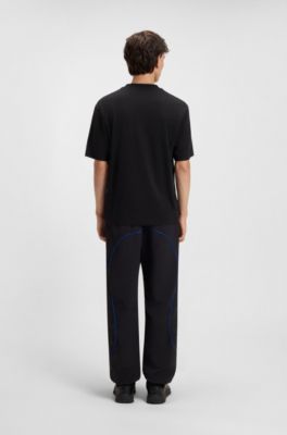 All-gender cotton-jersey T-shirt with graphic print, Black