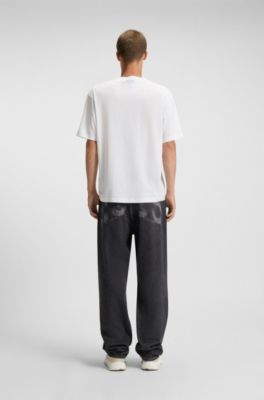 All-gender cotton-jersey T-shirt with graphic print, White