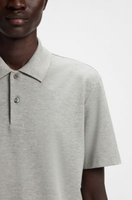 Polo Regular en coton et soie, Gris chin&eacute;