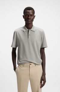 Regular-Fit Poloshirt aus Baumwolle und Seide, Hellgrau